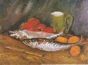 Vincent Van Gogh Still Life with mackerel, lemon and tomato oil painting reproduction